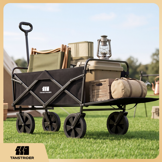Norden Pro Collapsible Camping Wagon Cart with rear-mounted trailer