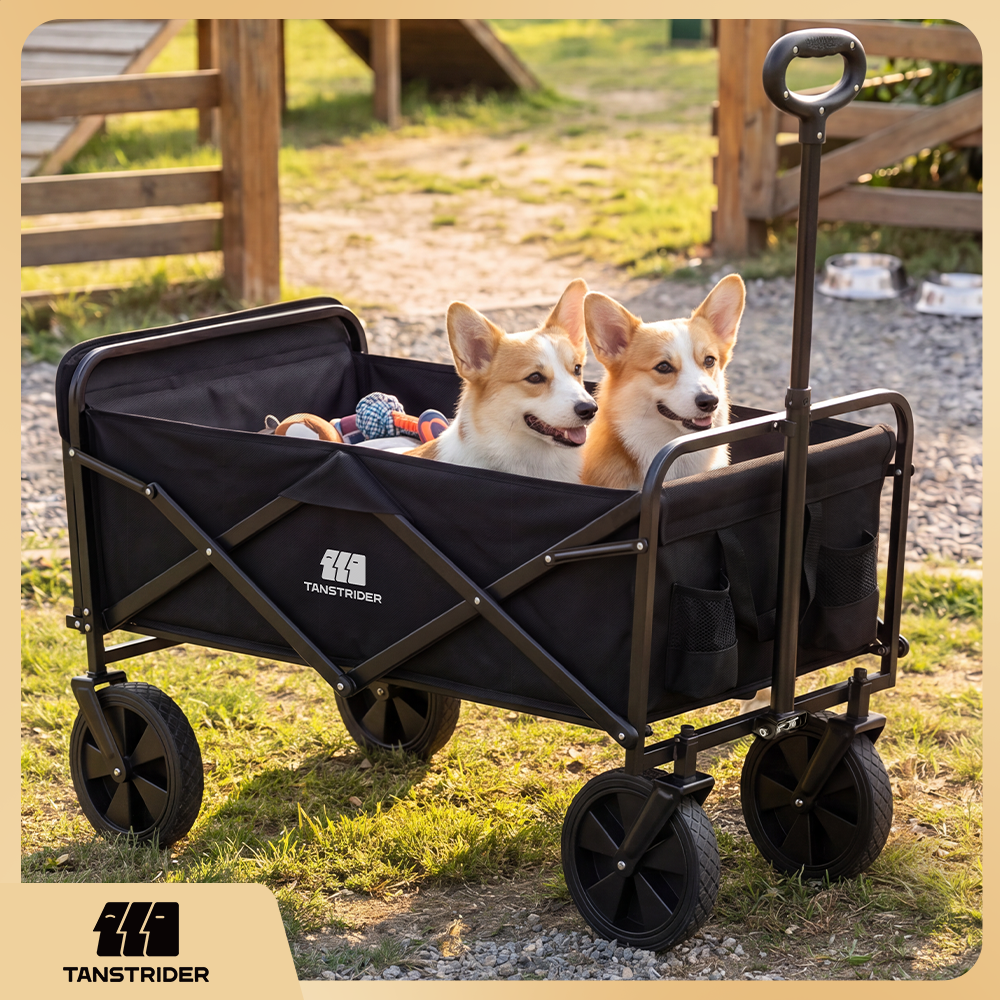 Norden Pro Collapsible Camping Wagon Cart with rear-mounted trailer