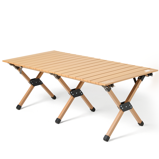 Roll-Up Camping Table, Folding Aluminum Picnic Table with X-Cross Steel Frame, Thickened Legs &amp; Reinforced Metal Bracket, Portable with Carry Bag, Compact Camp Table for Tent, Beach, Hiking
