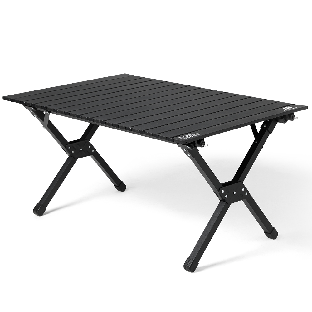 Roll-Up Camping Table, Folding Aluminum Picnic Table with X-Cross Steel Frame, Thickened Legs &amp; Reinforced Metal Bracket, Portable with Carry Bag, Compact Camp Table for Tent, Beach, Hiking