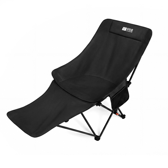 Outdoor Folding Lounge Chair, 4 Position Adjustable High Back Recliner with Detachable Footrest, Double Layer Oxford Portable Camping Chair with Carry Bag &amp; Side Pocket for Patio, Beach, Lawn, Picnic