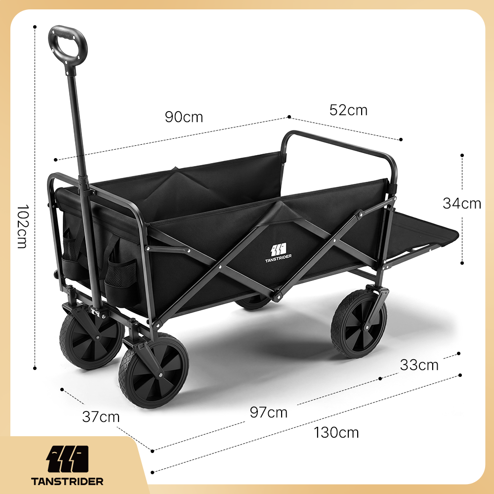 Norden Pro Collapsible Camping Wagon Cart with rear-mounted trailer