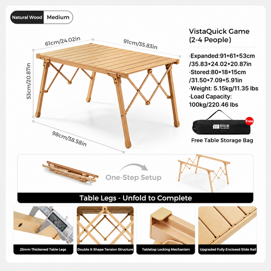 Folding Camping Table, One-Step Setup Height-Adjustable Aluminum Roll-Up Table, Adjustable Height, Double X-Shape Tension Structure, Holds 100kg, Foldable with Storage Bag, 2-6 Person, for Camping, Picnic, Beach, BBQ, Outdoor