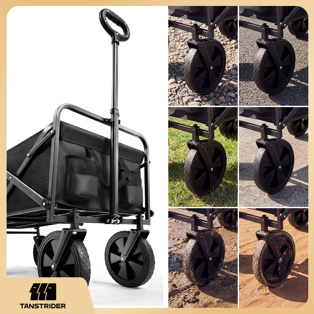 Norden Pro Collapsible Camping Wagon Cart with rear-mounted trailer