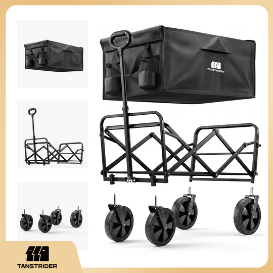 Norden Pro Collapsible Camping Wagon Cart with rear-mounted trailer