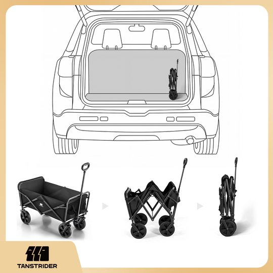 Norden Pro Collapsible Camping Wagon Cart with rear-mounted trailer