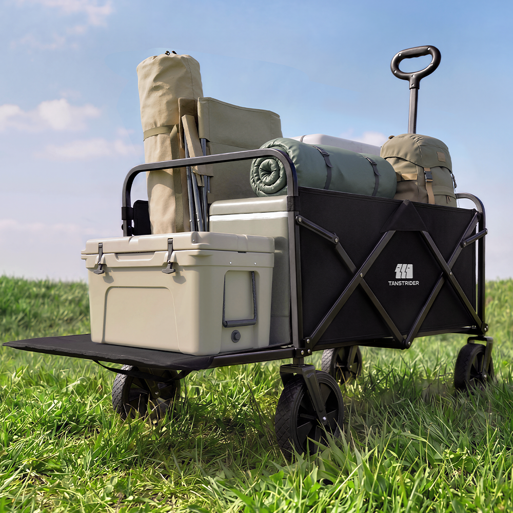 Norden Pro Collapsible Camping Wagon Cart with rear-mounted trailer