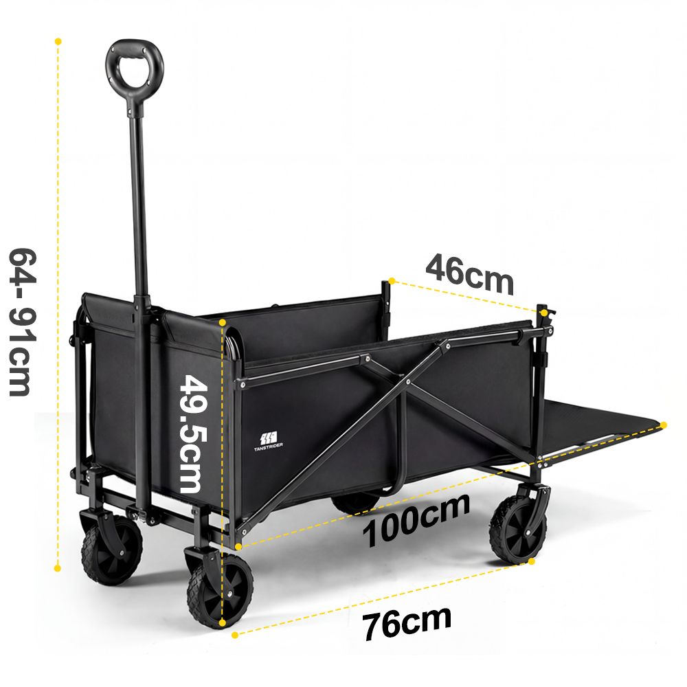 Plain Collapsible Camping Wagon Cart with rear-mounted trailer