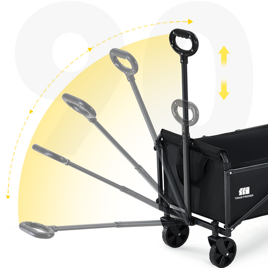 Plain Collapsible Camping Wagon Cart with rear-mounted trailer
