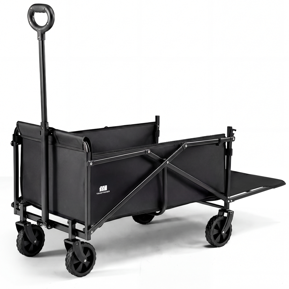 Plain Collapsible Camping Wagon Cart with rear-mounted trailer