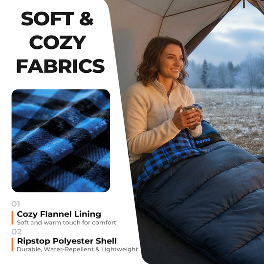 Plaidy Cotton Flannel XXL Winter Sleeping Bag