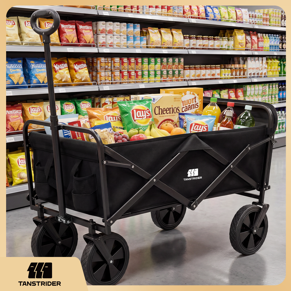 Norden Pro Collapsible Camping Wagon Cart with rear-mounted trailer