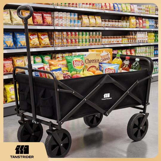 Norden Pro Collapsible Camping Wagon Cart with rear-mounted trailer