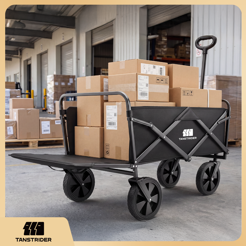 Norden Pro Collapsible Camping Wagon Cart with rear-mounted trailer